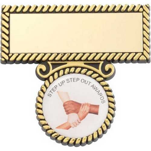 Black/Gold Plastic Badge And Bar - 2" Thumbnail
