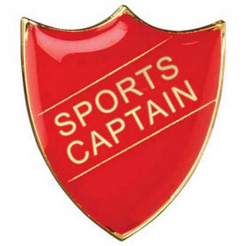 School Shield Badge (Sports Captain) - Red 1.25" Thumbnail