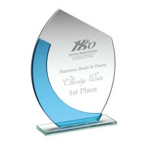 Clear/Blk Glass Plaque With Metal Stars - 9.25" Thumbnail