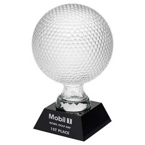 Clear Glass Golf Ball On Black Base - 9.25" Thumbnail