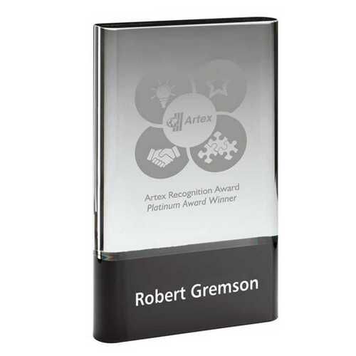 Clear Glass Plaque On Black Base - 7" Thumbnail