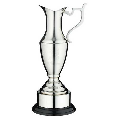 Nickel Plated Claret Jug On Round Base With Plinth - 12" Thumbnail