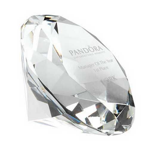 Clear Glass Diamond Shaped Paperweight " Box - 2.5" Thumbnail