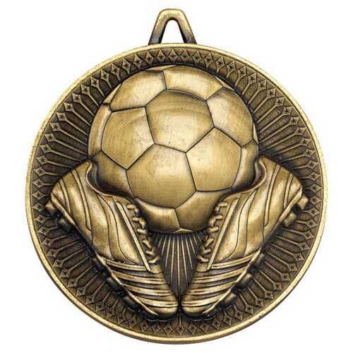 Football Deluxe Medal - Antique Gold 2.35" Thumbnail