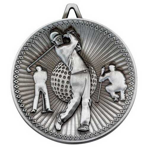 Golf Deluxe Medal - Antique Silver 2.35" Thumbnail