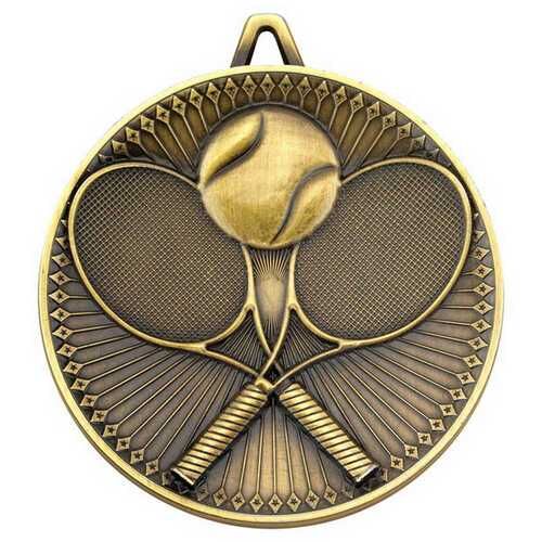 Tennis Deluxe Medal - Antique Gold 2.35" Thumbnail