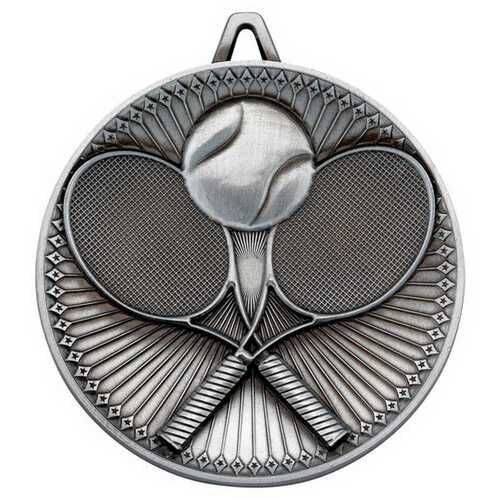 Tennis Deluxe Medal - Antique Silver 2.35" Thumbnail