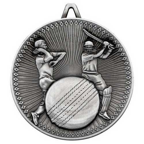 Cricket Deluxe Medal - Antique Silver 2.35" Thumbnail