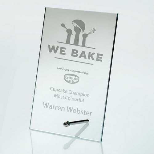 Jade Glass Rectangle Plaque With Metal Stand - 7" Thumbnail