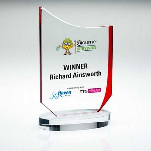 Clear/Red Glass Plaque - 8.5" Thumbnail