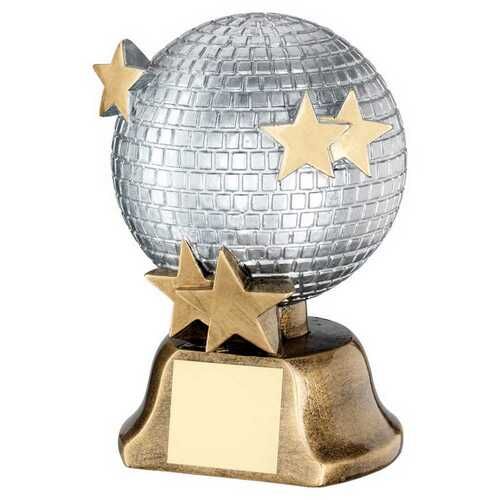 Silver/Bronze/Gold Glitter Ball With Stars With Plate - 6" Thumbnail