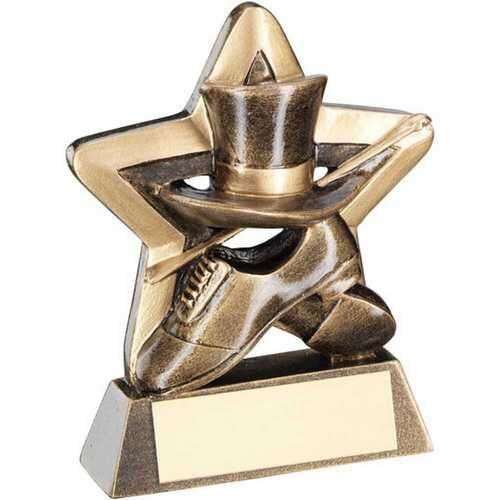 Bronze/Gold Top Hat/Gloves/Cane Mini Star With Plate - 3.75" Thumbnail