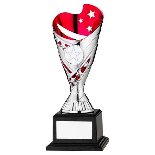 Silver/Pink Plastic 'Sabre' Cup Assembled On Base - 8" Thumbnail