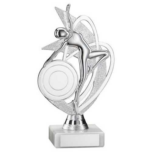 Silver 'Dance/Gym' Figure Assembled On Marble - 7" Thumbnail