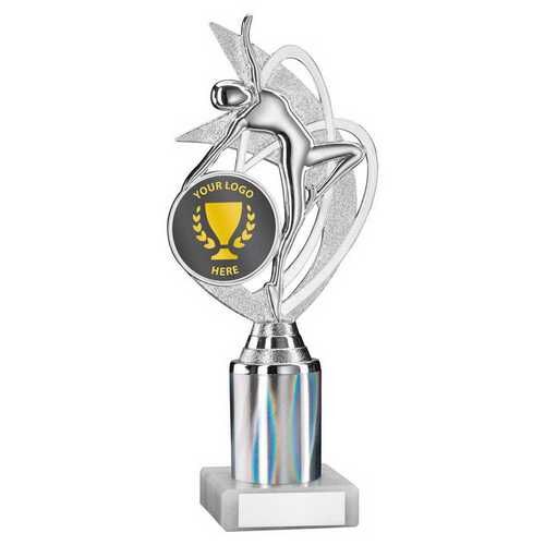 Silver 'Dance/Gym' Figure Assembled On Marble - 9" Thumbnail