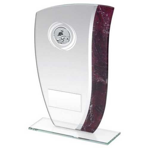 Jade Glass Claret/Silver Marble Detail With Angling Insert And Plate - 8" Thumbnail