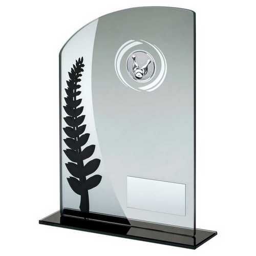 Jade Glass Plaque With Black/Silver Detail With Ten Pin Insert And Plate - 8" Thumbnail