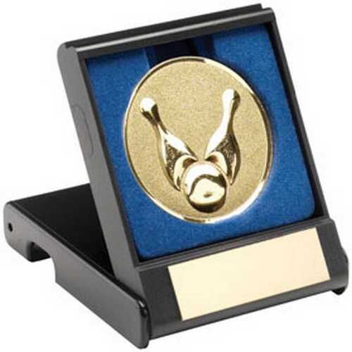 Black Plastic Box With Ten Pin Insert Trophy - Gold 3.5" Thumbnail