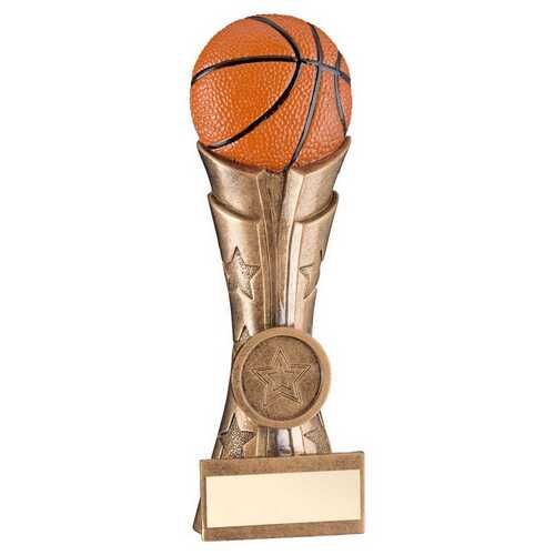 Brz/Pew/Orange Basketball On Fluted Flatback With Plate - 6.5" Thumbnail