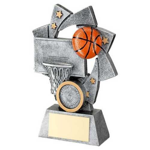 Pew/Gold/Orange Basketball Star Spiral With Plate - 4.25" Thumbnail