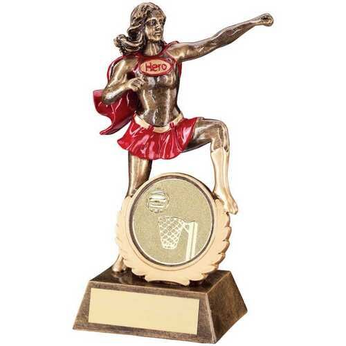 Bronze/Gold/Red Resin Female 'Hero' Award With Netball Insert - 7.5" Thumbnail