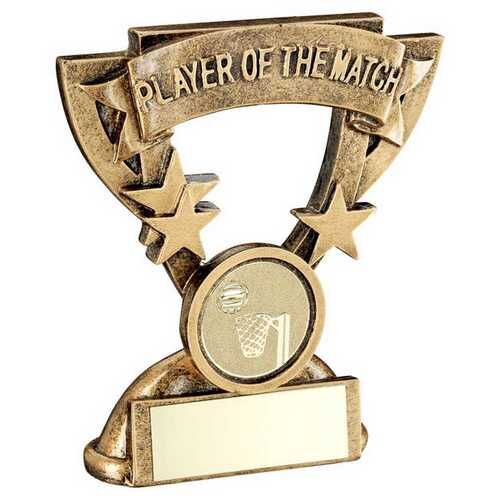 Bronze/Gold Player Of The Match Mini Cup With Netball Insert And Plate - 3.75" Thumbnail