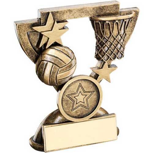 Bronze/Gold Netball Mini Cup With Plate -  4.25" Thumbnail