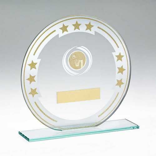 Jade/Silver/Gold Round Glass With Netball Insert And Plate - 7" Thumbnail