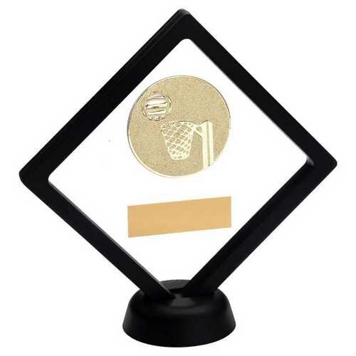 Black/Clear Plastic Box With Netball Insert Trophy - Gold 6" Thumbnail