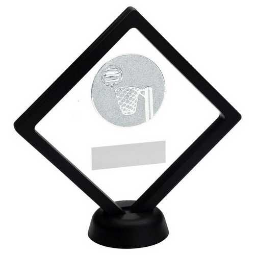 Black/Clear Plastic Box With Netball Insert Trophy - Silver 6" Thumbnail
