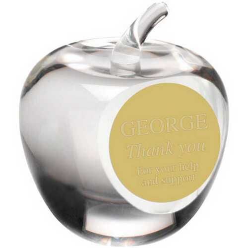 Clear Glass 'Apple' Paperweight With Plate - 3.5" Thumbnail