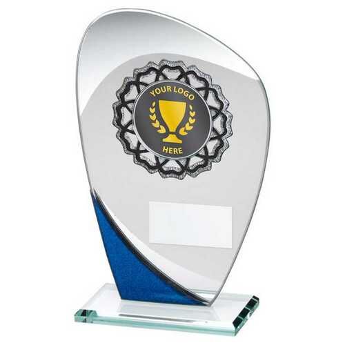 Jade/Blue/Silv Glass With Silv/Blk Trim Trophy - 8" Thumbnail