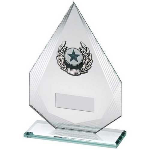 Jade/Silver Diamond Glass With Silv/Blk Trim Trophy - 8" Thumbnail