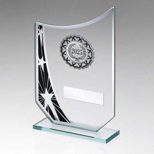 Jade/Blk/Silv Glass Star Plaque With Silv/Blk Trim Trophy - 8" Thumbnail