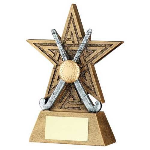 Bronze/Pewter/Gold Hockey Star Line Series With Plate - 4" Thumbnail