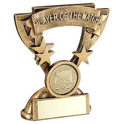Bronze/Gold Player Of The Match Mini Cup With Hockey Insert And Plate - 3.75" Thumbnail