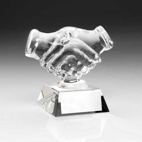 Clear Glass 'Handshake' With Plate - 4.25" Thumbnail