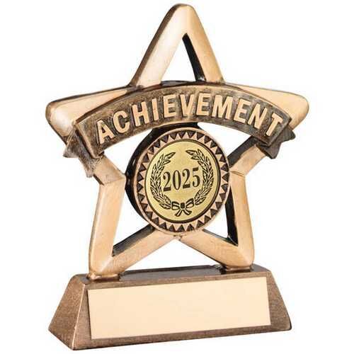Bronze/Gold Resin Achievement Mini Star With Plate - 4.25" Thumbnail