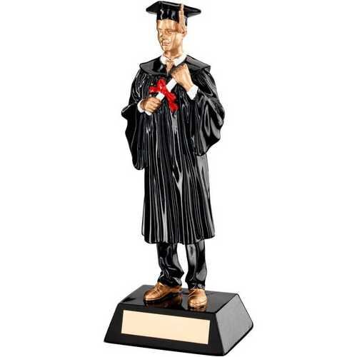 Blk/Gold Resin Male Graduate With Plate - 9.25" Thumbnail
