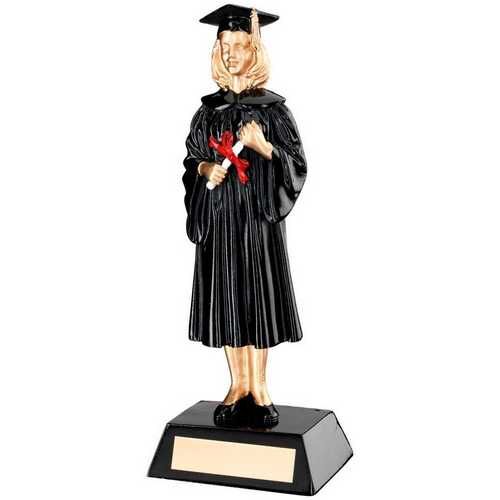 Blk/Gold Resin Female Graduate With Plate -   9.25" Thumbnail