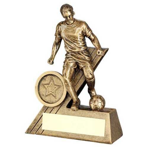 Bronze/Gold Male Football Mini Figure With Plate  - 5.5" Thumbnail