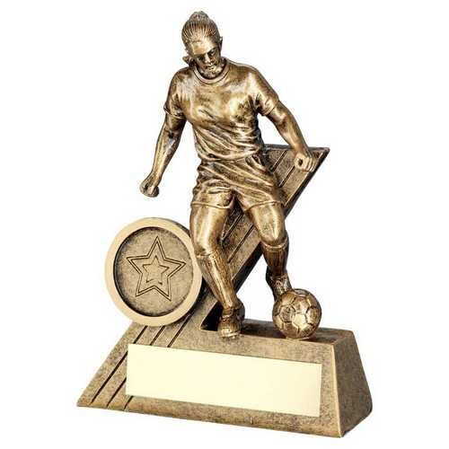 Bronze/Gold Female Football Mini Figure With Plate  - 4" Thumbnail