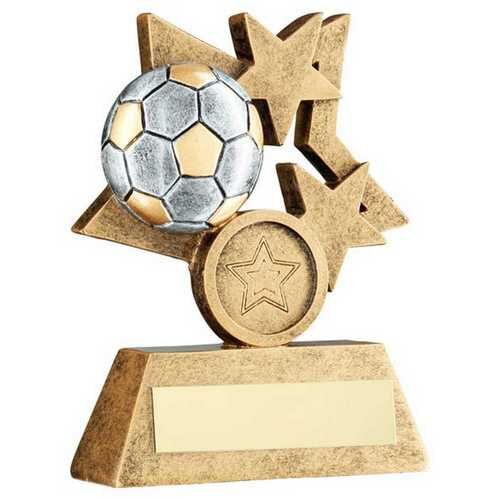 Bronze/Pewter/Gold Multi Star Football With Plate  - 4.5" Thumbnail