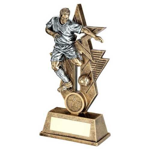 Bronze/Pewter/Gold Male Football Figure On Star Backdrop With Plate  - 6" Thumbnail