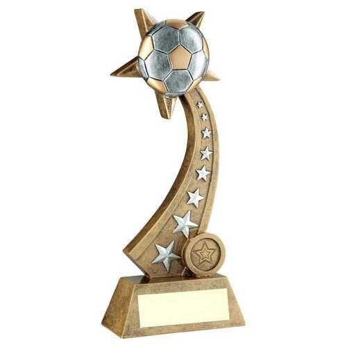 Bronze/Pewter/Gold Football On Star Trail With Plate - 10" Thumbnail