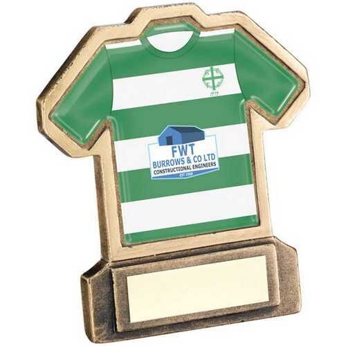 Bronze/Gold Resin Football Shirt With Plate - 5" Thumbnail