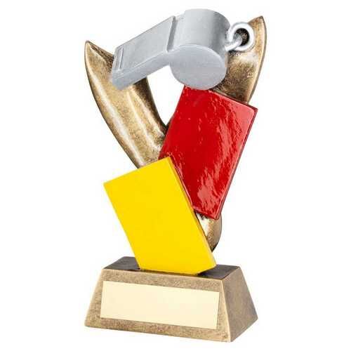 Silv/Bronze Referee Whistle With Red And Yellow Cards With Plate - 6.75" Thumbnail
