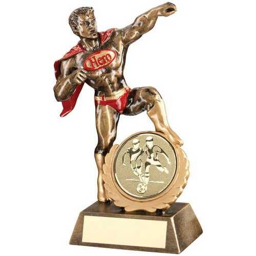 Brz/Gold/Red Resin 'Hero' Award With Male Football Insert And Plate - 7.25" Thumbnail