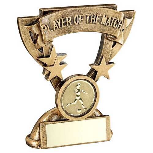 Bronze/Gold Player Of The Match Mini Cup With Football Insert And Plate - 3.75" Thumbnail