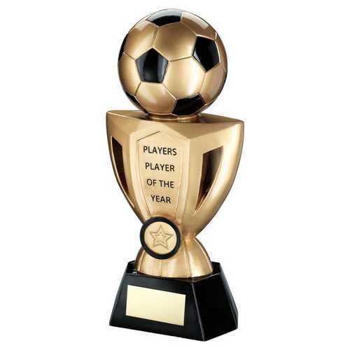 Bronze/Pew/Gold Football On Cup With Plate  - Players Player 10" Thumbnail